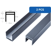2 KOS aluminijast pokrov za WPC ograjo, 26x24 mm, 1730 mm dolžina, črna