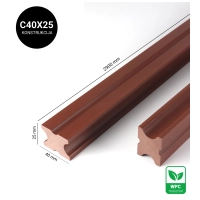 Profil za WPC fasadno konstrukcijo, 40x25 mm, dolžina 2900 mm