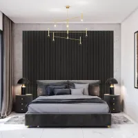 3D dekorativne lamele, lesene letvice za stena ali strop (28x37 mm) (črna)