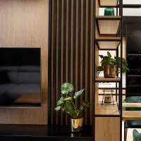 3D dekorativne lamele za stene in strop, lesena letev (črna) 16x28mm