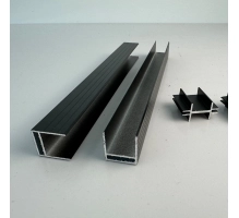 2 KOS aluminijast pokrov za WPC ograjo, 26x24 mm, 1730 mm dolžina, črna