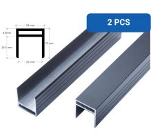 2 KOS aluminijast pokrov za WPC ograjo, 26x24 mm, 1730 mm dolžina, črna