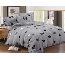 Posteljnina 160x200, 3 delna, srce, siva