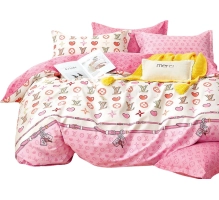 Obojestranska posteljnina 160x200, roza, 4 delna