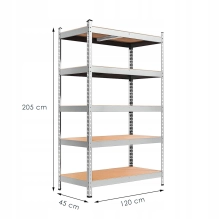 Kovinski regal za shranjevanje Springos 205x120x45cm, max 200 kg na polico