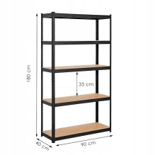 Kovinski regal za shranjevanje Springos 180x90x40cm, max 175 kg na polico