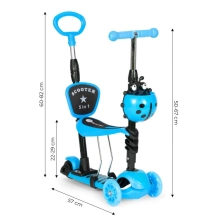 Otroški skiro LED 5 v 1 Ladybug - modra