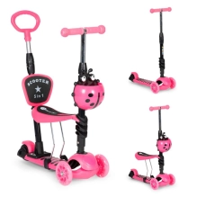 Otroški skiro LED 5 v 1 Ladybug - roza