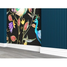 ZAOBLJEN stenski panel, masivni les, vodoodporen, TEMNO MODRO, 147x2750 mm (0.40 m²)