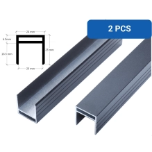 2 KOS aluminijast pokrov za WPC ograjo, 26x24 mm, 1730 mm dolžina, črna