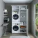Omarica za pralni in sušilni stroj + stranska omara, 240 cm, bela, 5 police