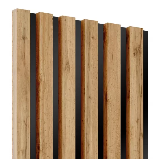 Leseni panel na črni podlagi HDF, hrast wotan, 30x275cm