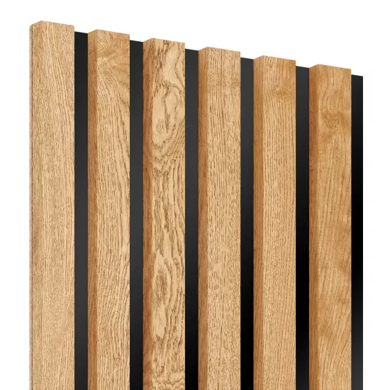 Leseni panel na črni podlagi HDF, furnir hrast, 30x275cm