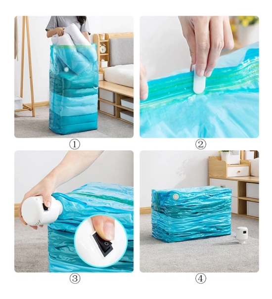 Organizator za potovalni kovček s kompresijo zraka, 1 zračna črpalka + 5 vrečk