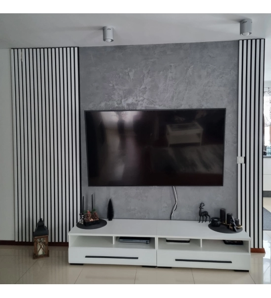 3D dekorativne lamele za stene in strop, lesena letev (belo) 16x28mm