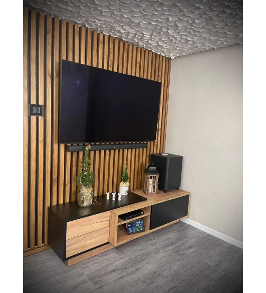 3D dekorativne lamele HRAST WOTAN, lesene letvice za stena ali strop (28x37 mm)