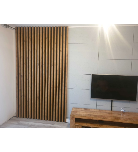 3D dekorativne lamele HRAST WOTAN, lesene letvice za stena ali strop (28x37 mm)