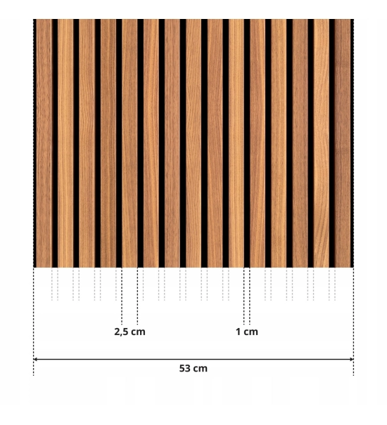 Tapete LESENI LAMELE Imitacija 3D DESK hrast, 53x300cm
