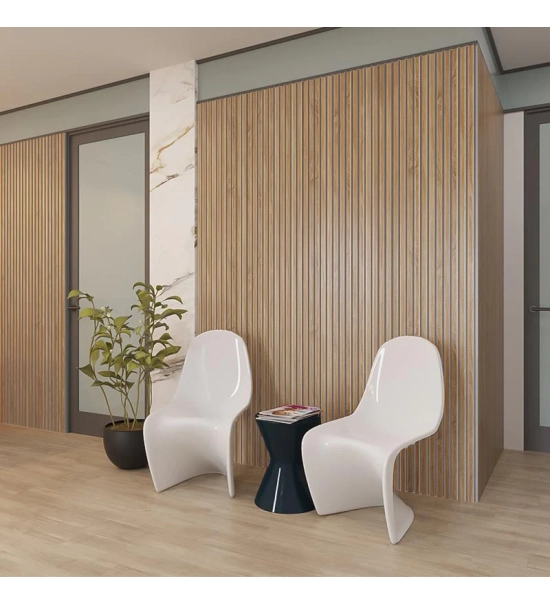 Akustični leseni panel, furnir, klasični hrast (črni filc), 240x60cm (1,44 m2)
