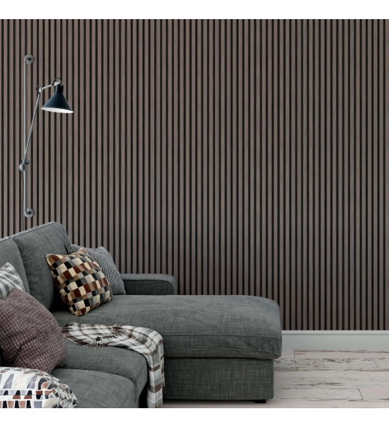 Akustični leseni panel, furnir, meranti (črni filc), 240x60cm (1,44 m2)