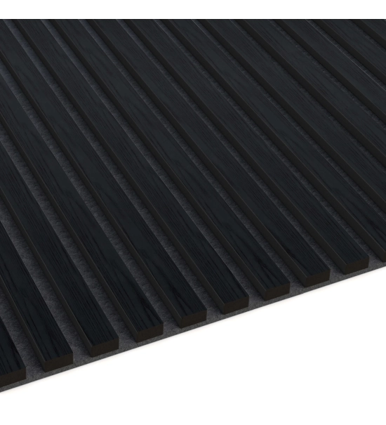 Akustični leseni panel, furnir, oglje hrast (črni filc), 240x60cm (1,44 m2)