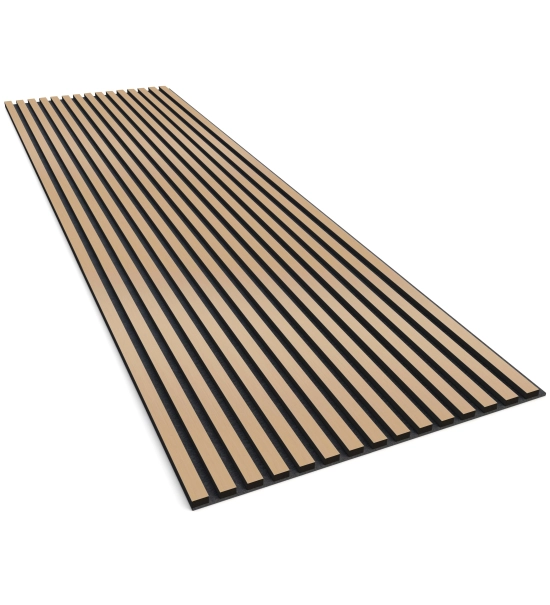 Akustični leseni panel, furnir, klasični hrast (črni filc), 240x60cm (1,44 m2)