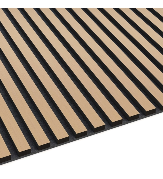 Akustični leseni panel, furnir, klasični hrast (črni filc), 240x60cm (1,44 m2)