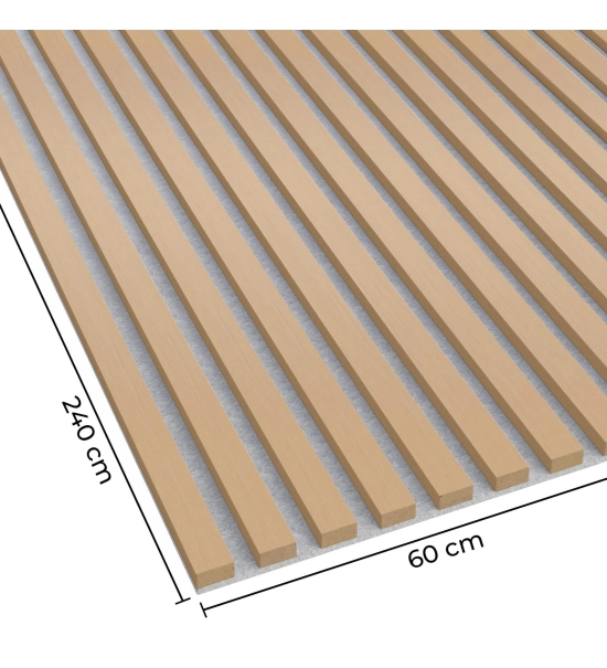 Akustični leseni panel, furnir, hrast (siv filc), 240x60cm (1,44 m2)