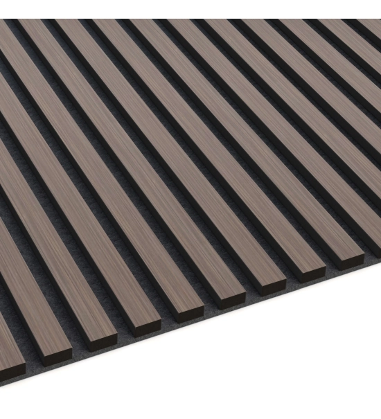 Akustični leseni panel, furnir, meranti (črni filc), 240x60cm (1,44 m2)