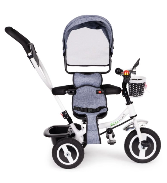 Otroški tricikel EcoToys, 3v1, siv