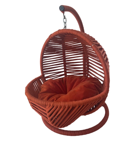 Gugalno ležišče za mačke in majhne pse z mehko blazino, oranžna