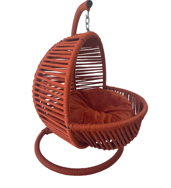 Gugalno ležišče za mačke in majhne pse z mehko blazino, oranžna