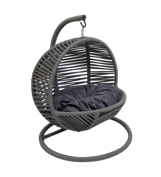 Gugalno ležišče za mačke in majhne pse z mehko blazino, temno sivo