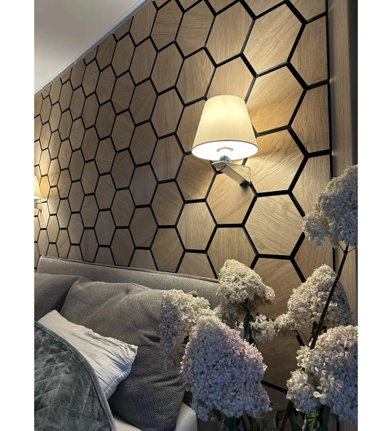 Stenski paneli MDF Hexagon hrast 30x26 cm