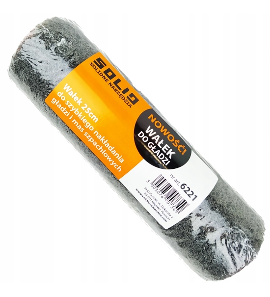 Valjček za nanašanje izravnalne mase/kita, 25 cm + držalo, SOLID