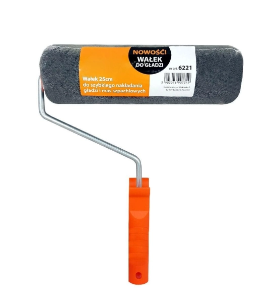 Valjček za nanašanje izravnalne mase/kita, 25 cm + držalo, SOLID