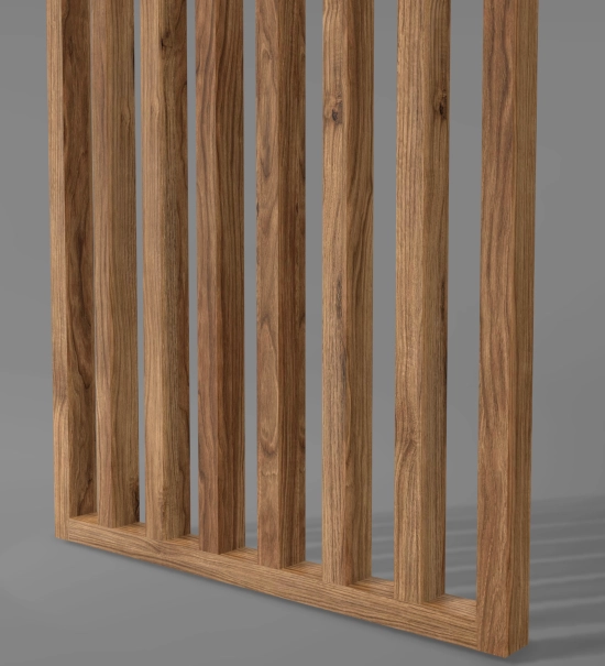 Lesena predelna stena, pripravljena za montažo, temni hrast