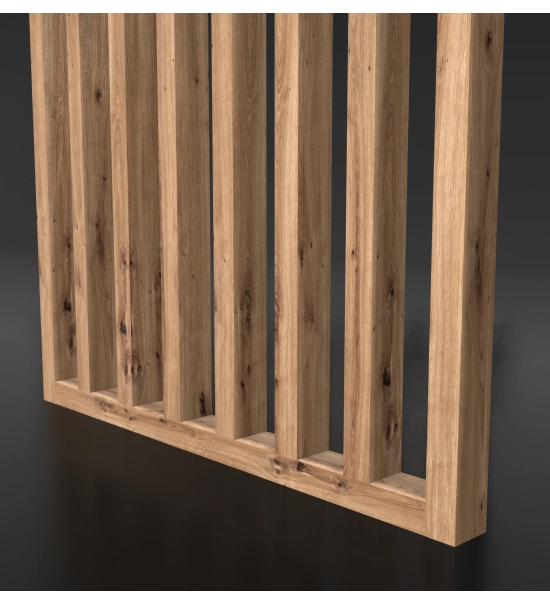 Lesena predelna stena, pripravljena za montažo, hrast rustik