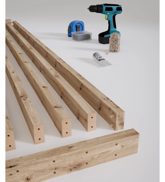 Lesena predelna stena, pripravljena za montažo, hrast rustik