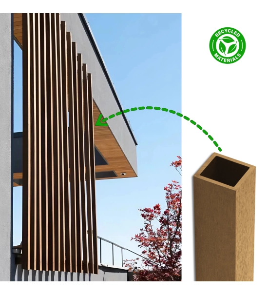 WPC leseni brisolej FS-03A, brušena tekstura, SVETLI HRAST, 50x50x2900 mm