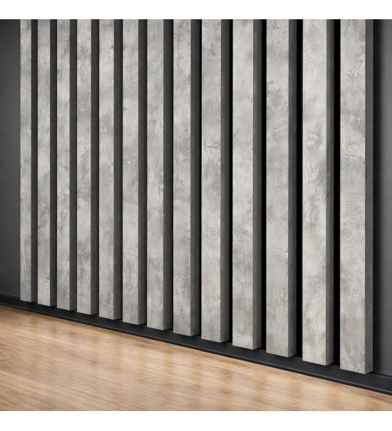 3D dekorativne lamele, lesene letvice za stena, strop ali predelna stena (28x37 cm) (beton/loft)