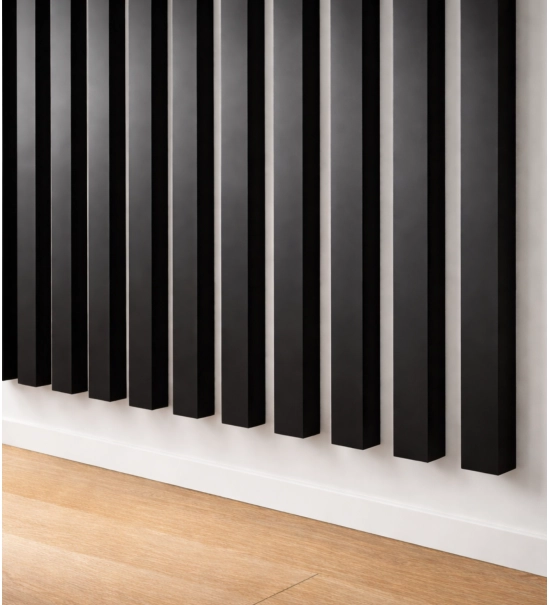 3D dekorativne lamele, lesene letvice za stena ali strop (28x37 mm) (črna)