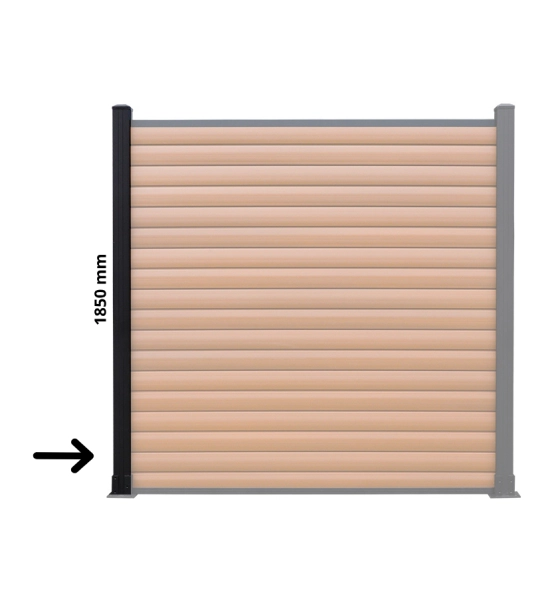 Aluminijasti steber za WPC ograjo, 70x70x1850 mm, črna