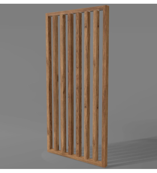 Lesena predelna stena, pripravljena za montažo, temni hrast