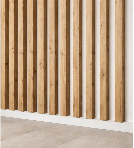 3D dekorativne lamele, lesene letvice za stena ali strop (28x37 mm) (hrast rustik)