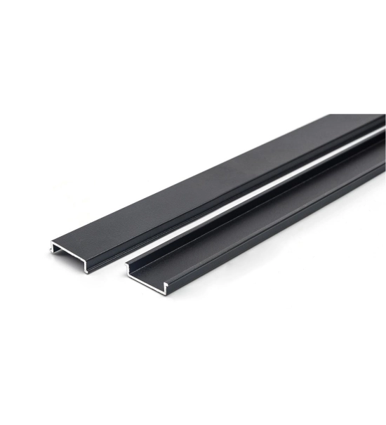 Aluminijast pokrov stebra za WPC ograjo, 14x22 mm, 1850 mm, črna
