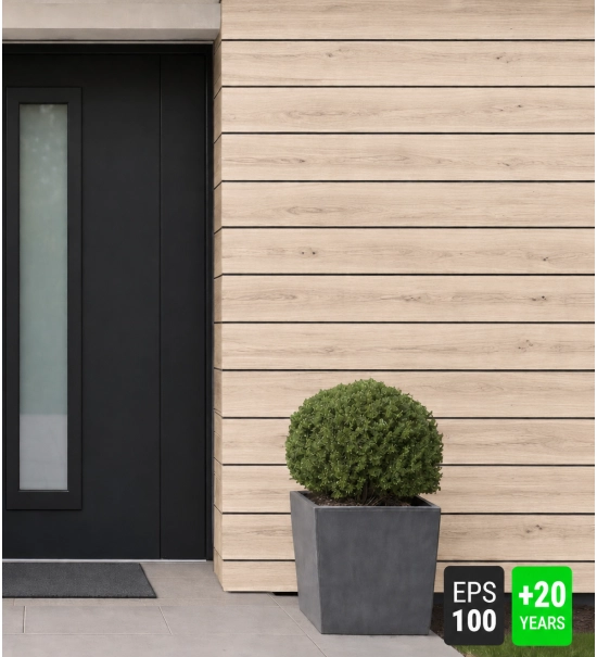 Fasadni panel, imitacija lesa, SVETLI HRAST RUSTIK, 120x50x2 cm, stiropor (0,60 m²)