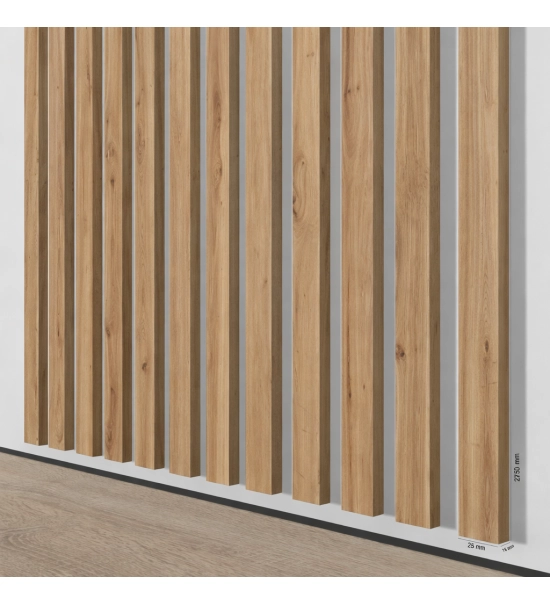 3D dekorativne lamele za stene in strop, lesena letev (naravni hrast) 16x28mm