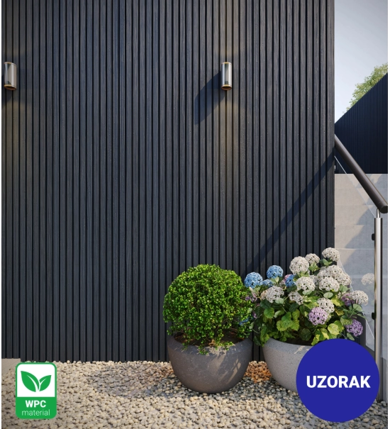 [VZOREC] Zunanji fasadni panel, WPC, 219x2900 mm, ČRNA, videz lesne strukture