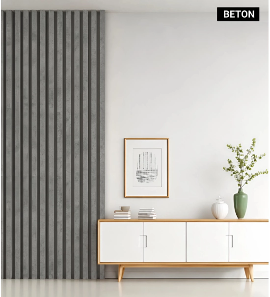 3D dekorativne lamele, lesene letvice za stena, strop ali predelna stena (28x37 cm) (beton/loft)